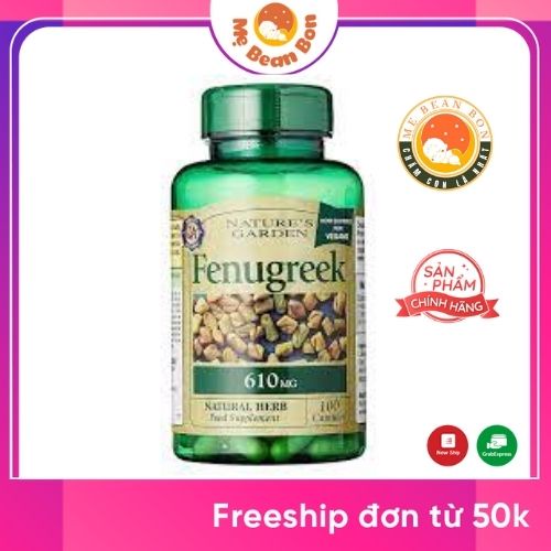 Lợi Sữa Fenugreek Nature's Garden 610mg Hộp 100 Viên của Anh giúp mẹ tăng sản lượng sữa, nguồn sữa thơm ngon cho bé