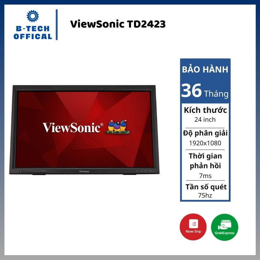 Màn hình máy tính ViewSonic TD2423/ Touch/ 24inch FHD/ 75Hz/ VA/ 3Yrs - Hàng chính hãng bảo hành 36 tháng