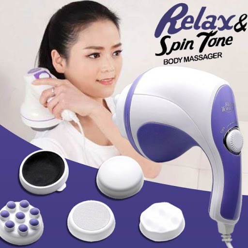 {SỐC SALE } Máy matxa toàn thân, Máy massage cầm tay Relax Spin Tone - Tích hợp 4 đầu massage xua tan mệt mỏi