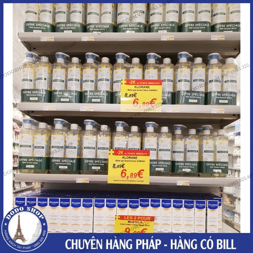 Sữa tắm Klorane 500ml, Klorane tắm gội 2in1 hàng chuẩn pháp, hương hoa cúc mềm mịn dành cho bé từ sơ sinh
