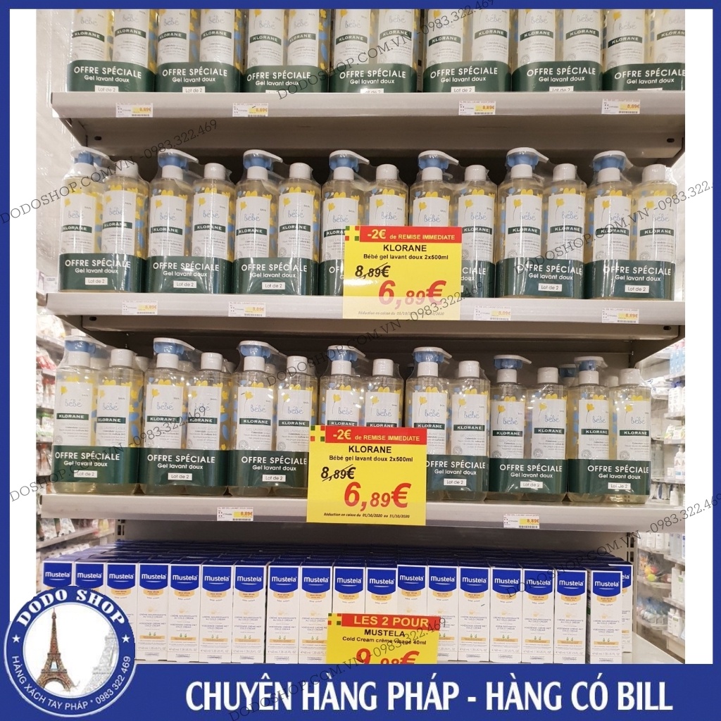 Sữa tắm Klorane 500ml, Klorane tắm gội 2in1 hàng chuẩn pháp, hương hoa cúc mềm mịn dành cho bé từ sơ sinh