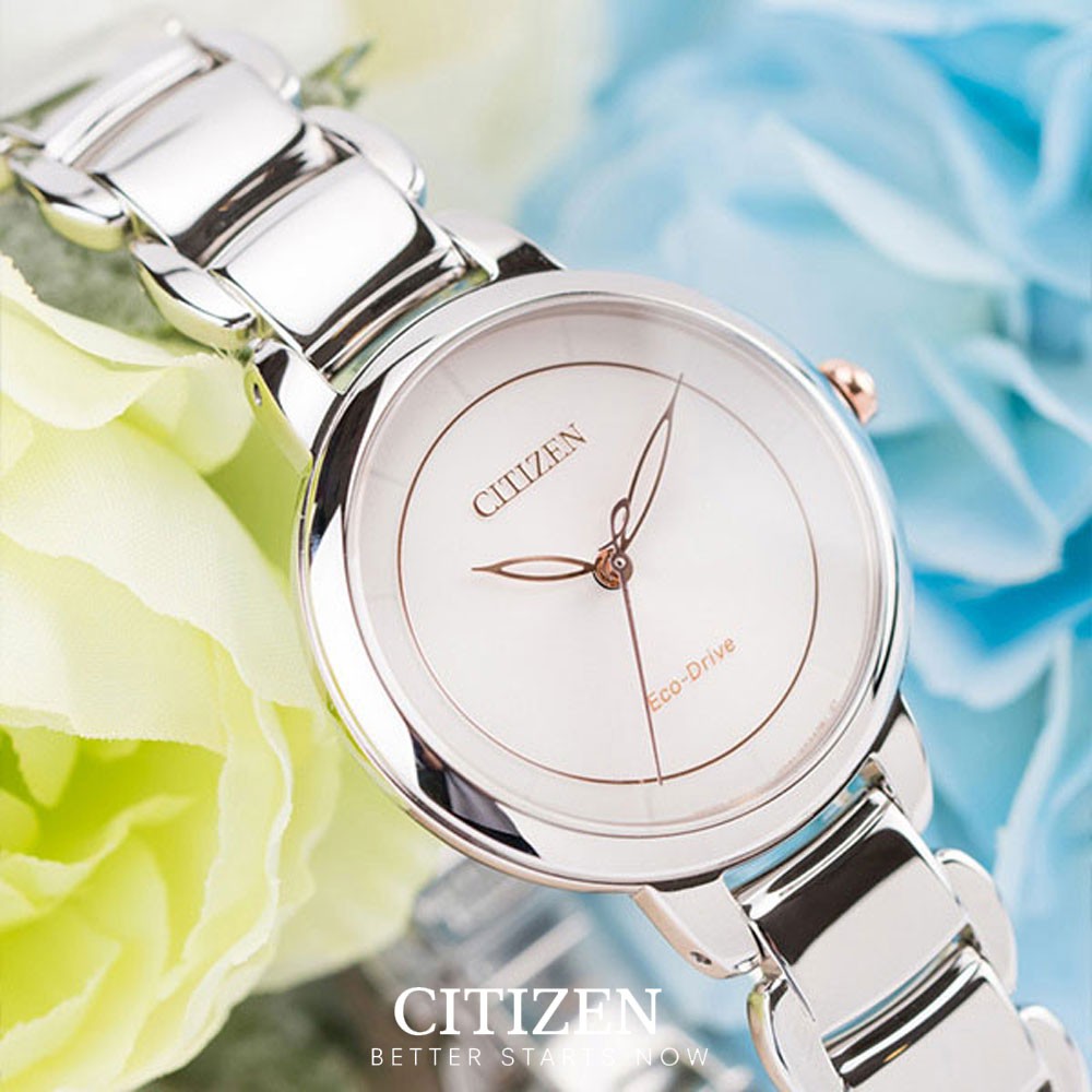Đồng Hồ Nữ Citizen Dây Thép Không Gỉ EM0676-85X - Mặt Hồng (Sapphire)