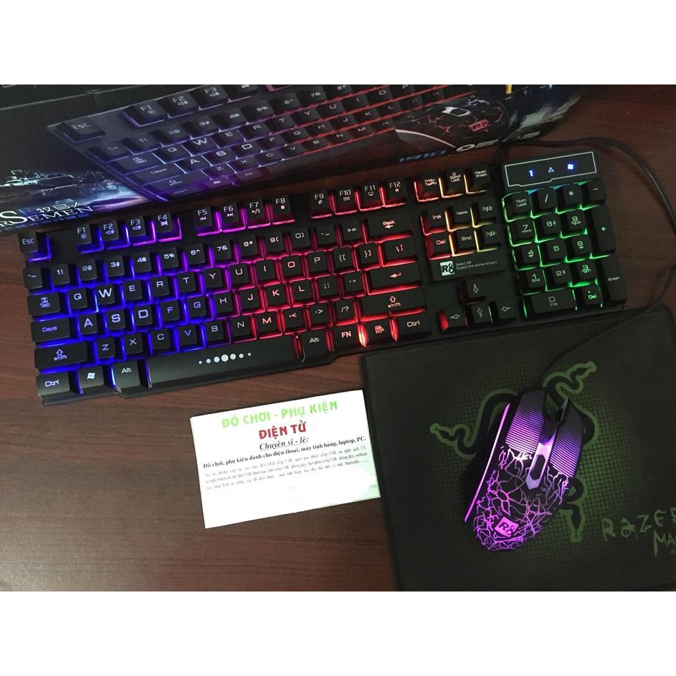 BÀN PHÍM GIẢ CƠ VÀ CHUỘT GAMING R8 1910 LED 7 MÀU | BigBuy360 - bigbuy360.vn