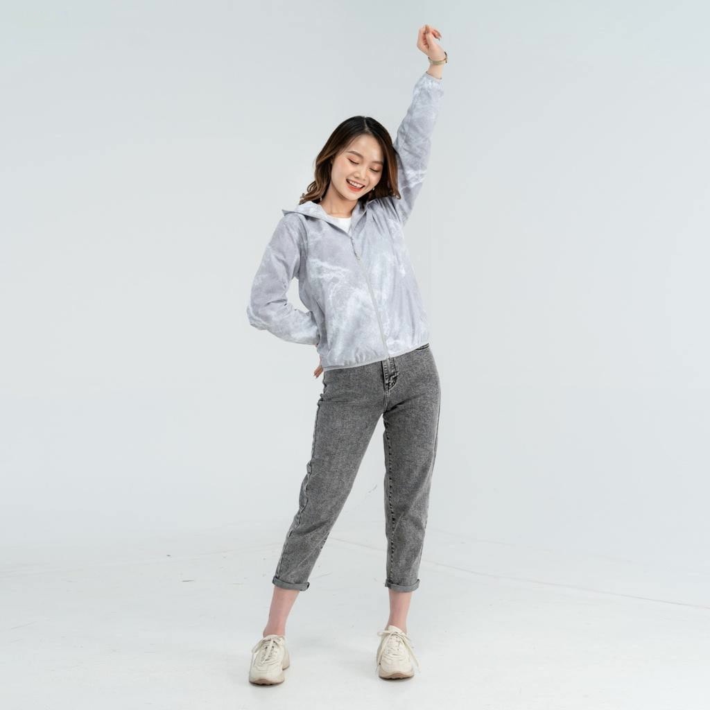 Áo khoác gió nữ YODY, áo gió nữ hai lớp in loang trượt nước hiệu ứng loang màu chống gió, chống nước, cản bụi - AKN4686