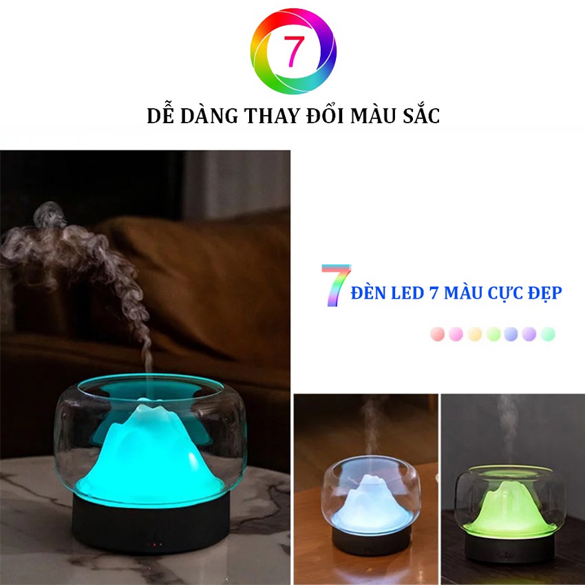 Máy Xông Tinh Dầu Sử Dụng Công Nghệ Siêu Âm Có Phun Sương Tạo Ẩm Hình Núi Tuyểt Dung Tích 400ml