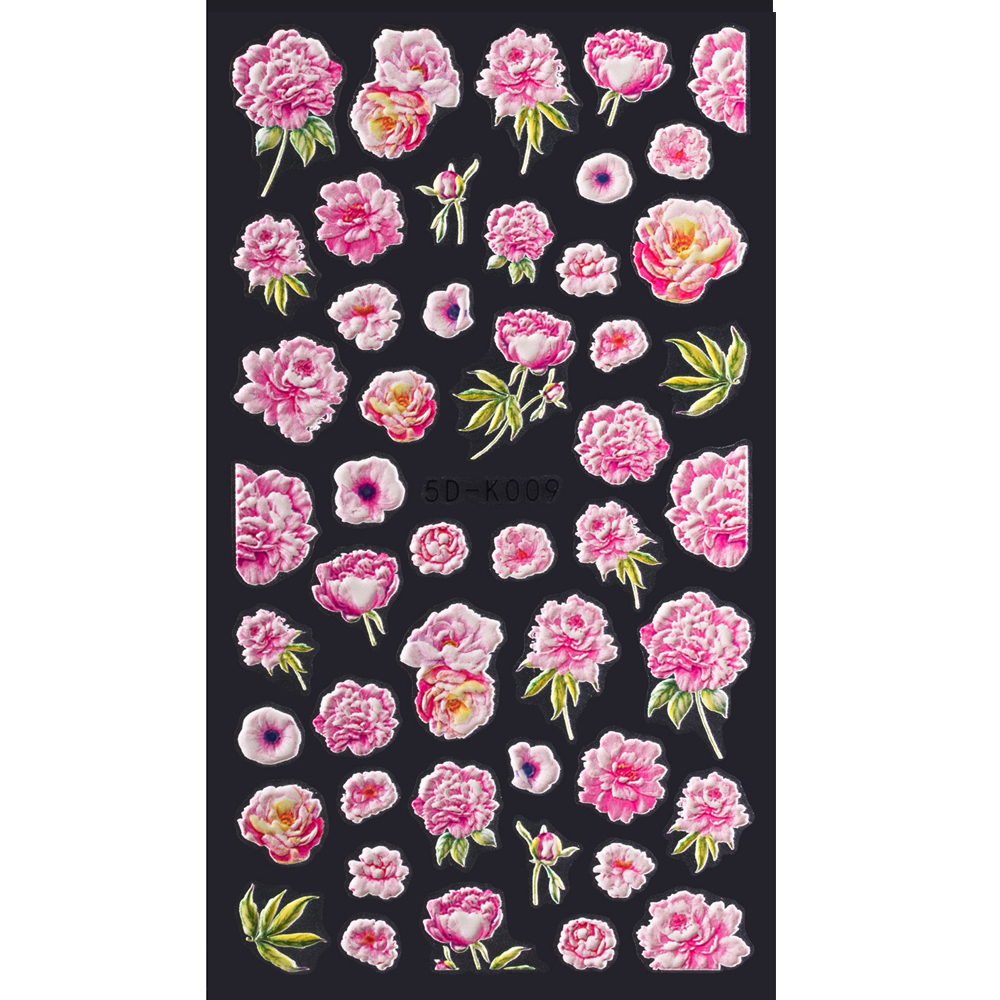 (Hàng Mới Về) Miếng Dán Trang Trí Móng Tay 5D Diy Hình Hoa Và Bướm Màu Hồng