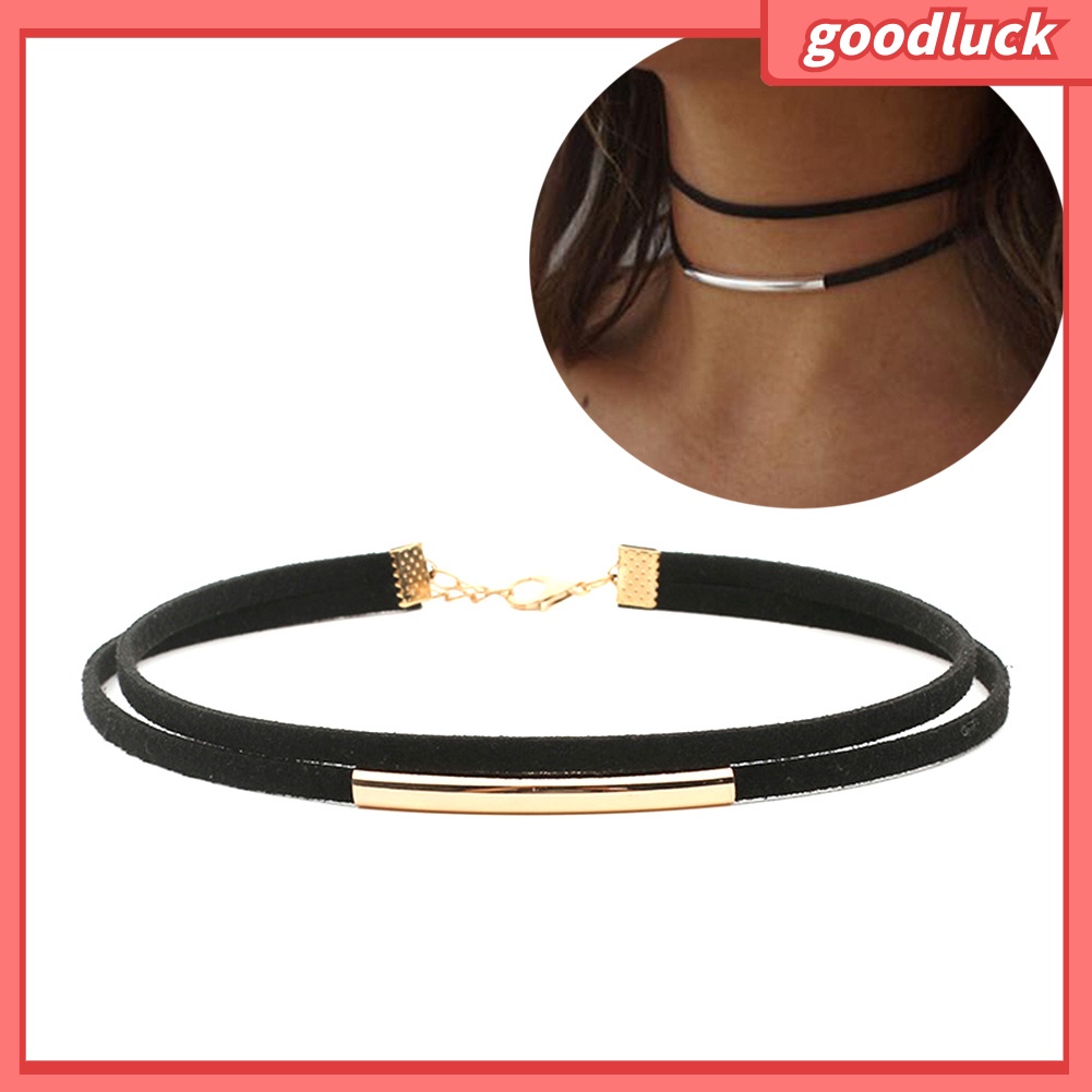 Vòng Cổ Choker Hai Lớp Phong Cách Gothic Cho Nữ