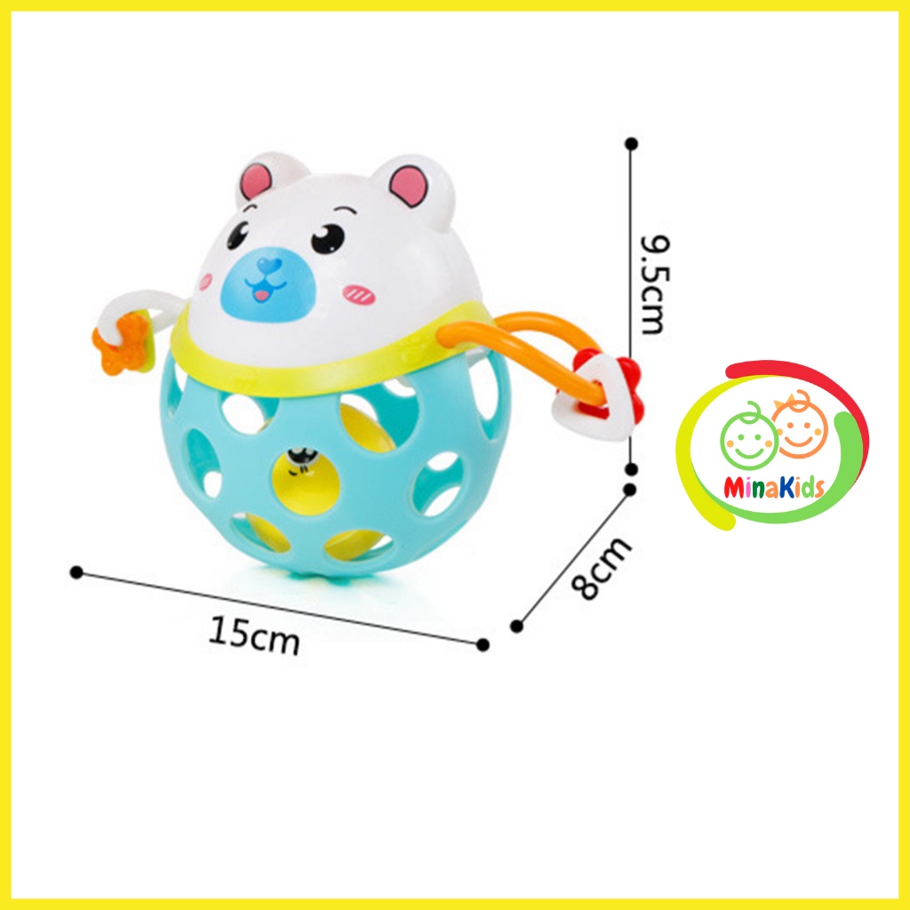Đồ Chơi Lục Lạc Cho Bé Sơ Sinh Bóng Cao Su Thân Mềm Tập Cầm Nắm Gặm Nướu Hình Thú Dễ Thương B20