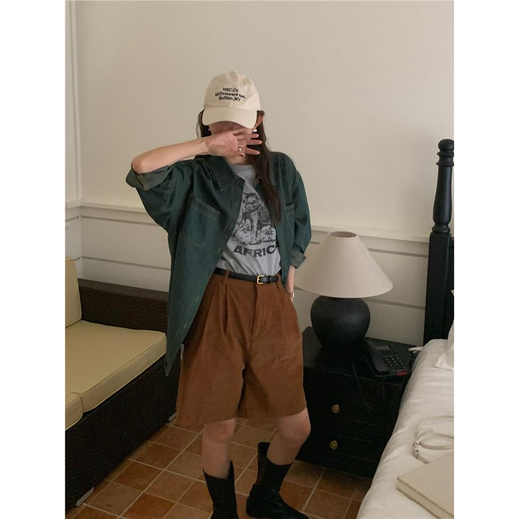 Áo Sơ Mi denim Tay Dài Cổ Bẻ Phong Cách retro 68199