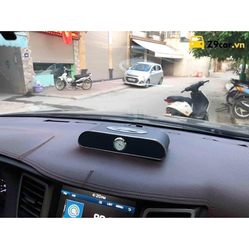 Hộp đựng giấy ăn trên ô tô 3 chức năng, có đồng hồ và bảng số điện thoại, chất liệu da cao cấp, Hộp đựng giấy xe ô tô