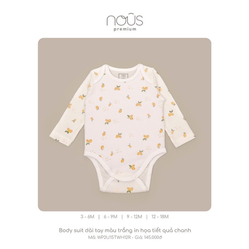 Bodysuit Cài Lệch cộc tay/dài tay- Nous Premium Dòng Sản Phẩm Cao Cấp - Cho Bé từ 3-6 Tháng Tuổi