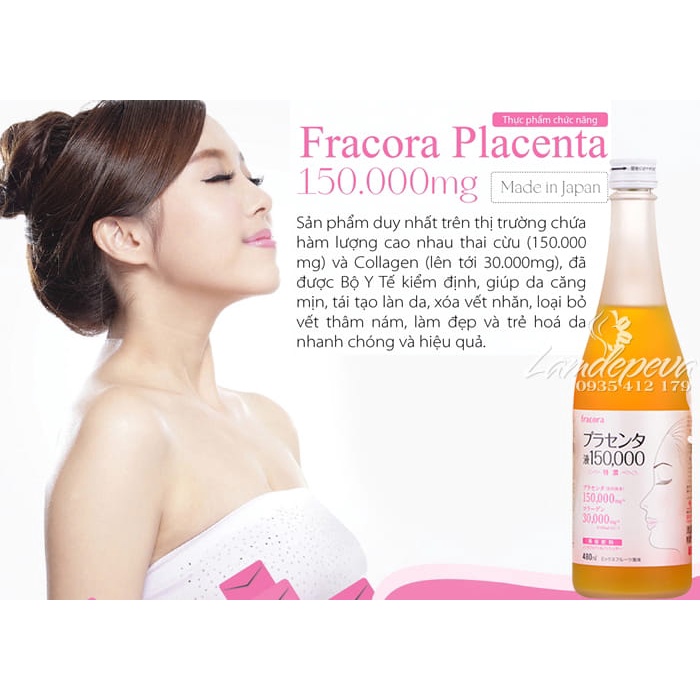 Nước Uống Đẹp Da Fracora Placenta Drink 150000mg Collagen 30000mg Từ Nhật Bản