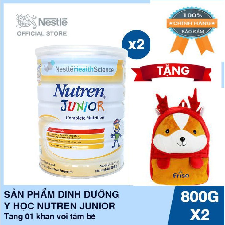 [Tặng 01 Balo ] Combo 2 lon Sữa bột Nutren Junior 800g/lon [10/2022]
