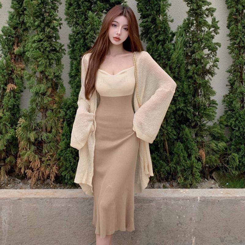 Set Váy 2 Dây Body Đuôi Cá & Áo khoác Cardigan