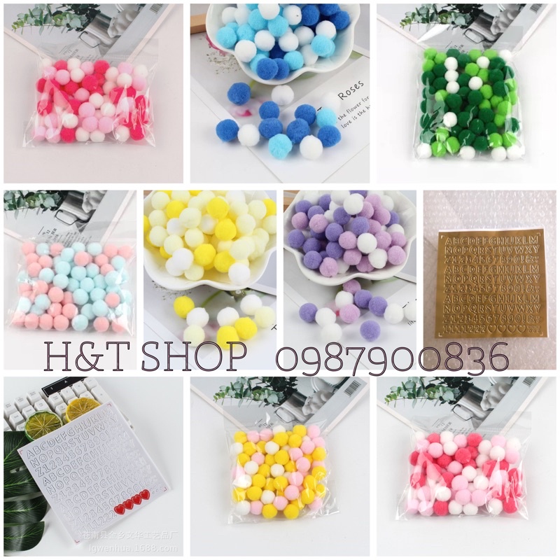 Bông trang trí + Bảng chữ cái và số