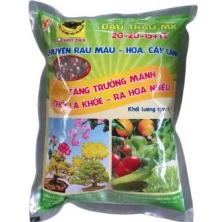 Phân bón Đầu Trâu 20-20-15+TE Chuyên Rau Màu-Hoa,Cây Cảnh 1kg