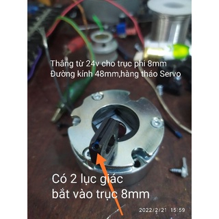 Thắng từ 24v lỗ 8mm Đường kính 48mm tháo Servo