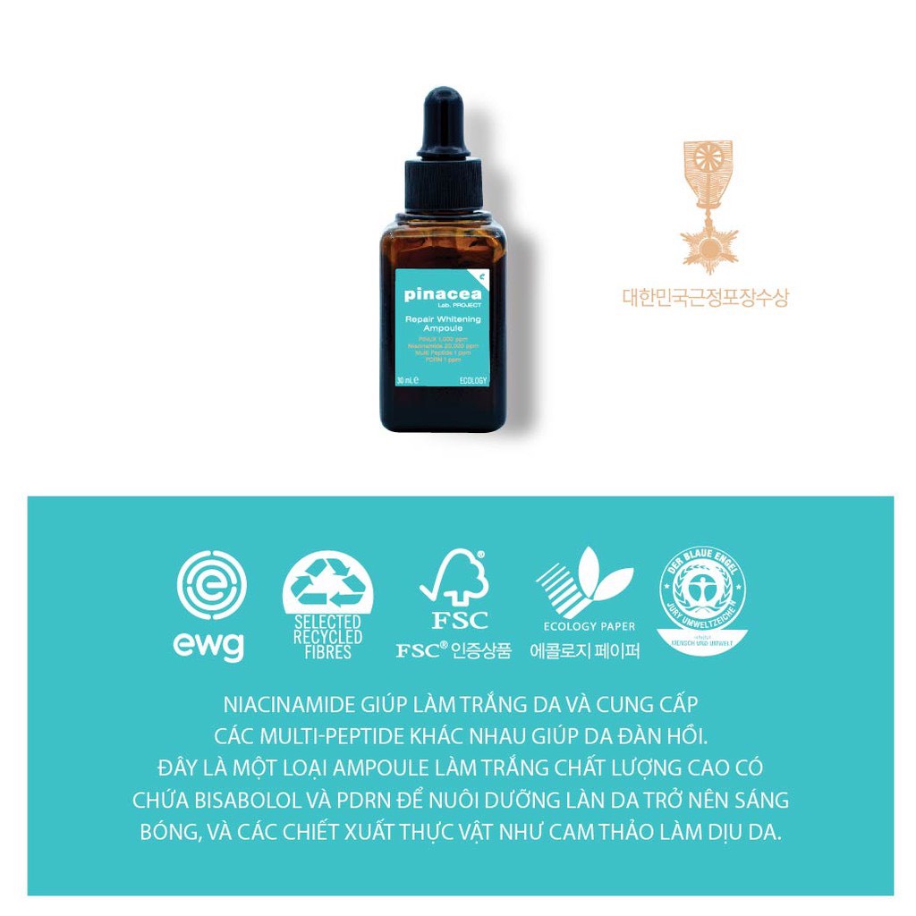 Serum Pinacea Tinh Chất Vỏ Thông Dưỡng Trắng Chống Lão Hóa Dưỡng Ẩm Whitening Ampoule 30ml - Kobe Young