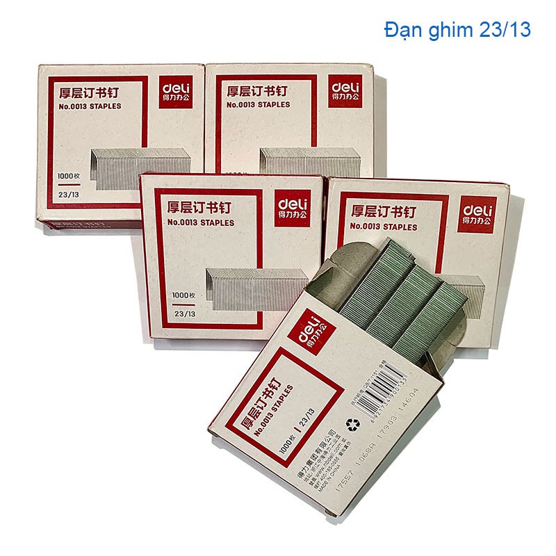 Combo 5 Hộp Đạn Ghim Deli 23/13, Deli 23/10 Kim Bấm Cho Máy Dập Ghim Cỡ Đại 100 Tờ, Ghim Dập Chất Lượng Không Gỉ VP04