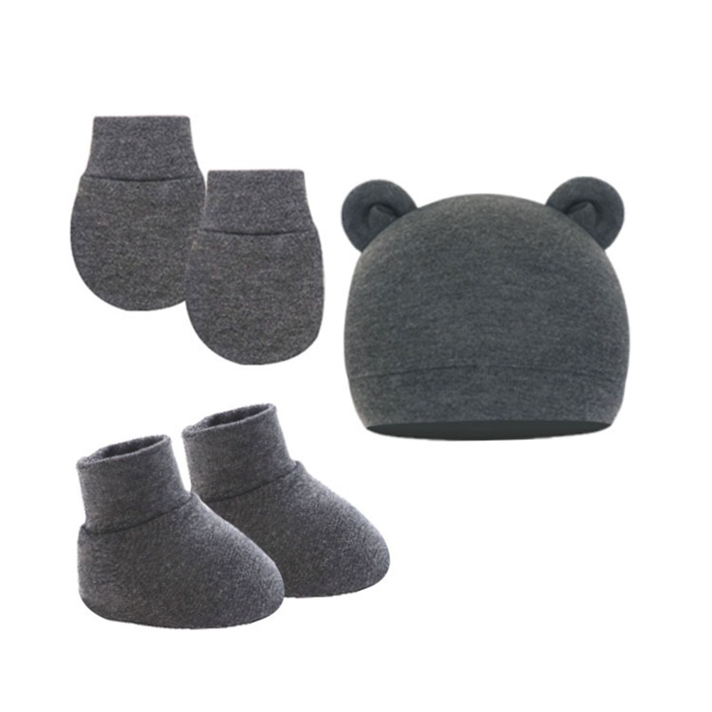 Găng Tay + Mũ + Vỏ Bọc Bàn Chân Chất Liệu Cotton Mềm Mại Chống Trầy Xước Tiện Dụng Cho Bé
