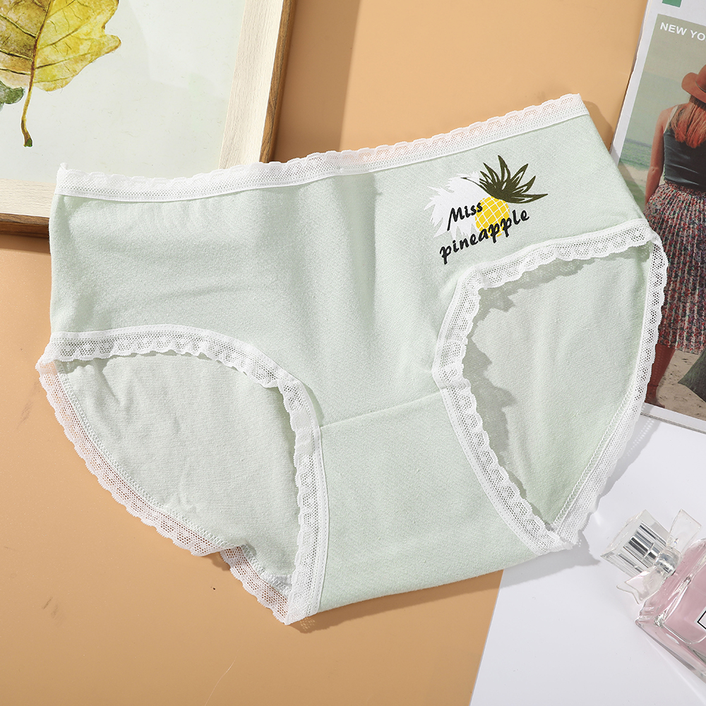 Quần Lót Aijolen Vải Cotton Phối Họa Tiết In Dễ Thương Dành Cho Nữ