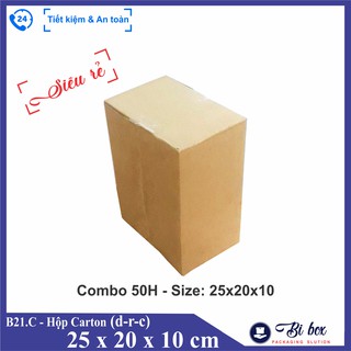 Combo 50 hộp carton 25x20x10 - thùng giấy carton giá rẻ