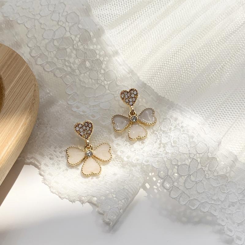 Bông Tai Nữ Cỏ 4 Lá, chuôi bạc 925 Her Accessories H118