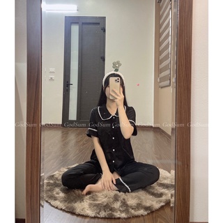 Pijama lụa Ngọc Trai Tay Ngắn  Godsum Cao Cấp , Đồ ngủ  lụa nữ bộ  mặc nhà,lụa nữ cao cấp loại 1