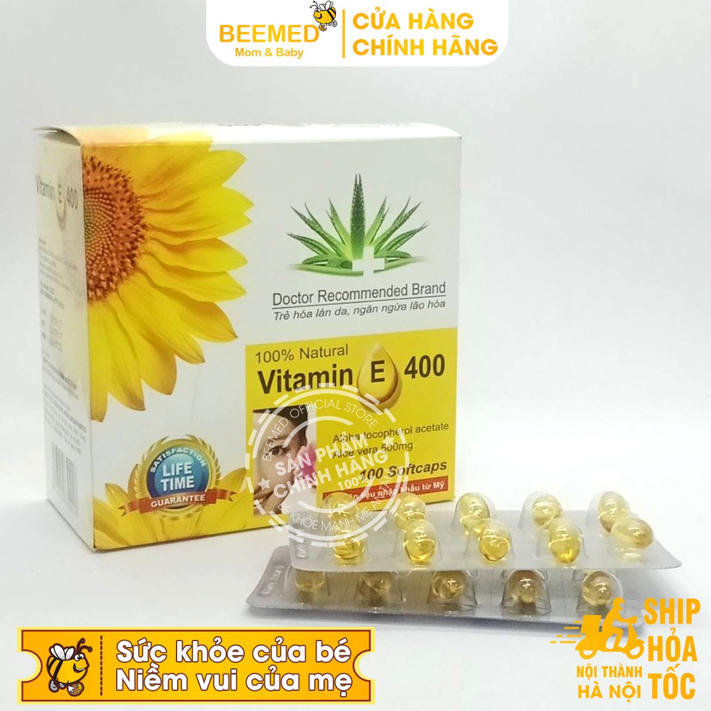 Viên uống Vitamin E 400 Giúp làm đẹp da nguyên liệu từ thiên nhiên - Hộp 100 viên Chính hãng | BigBuy360 - bigbuy360.vn