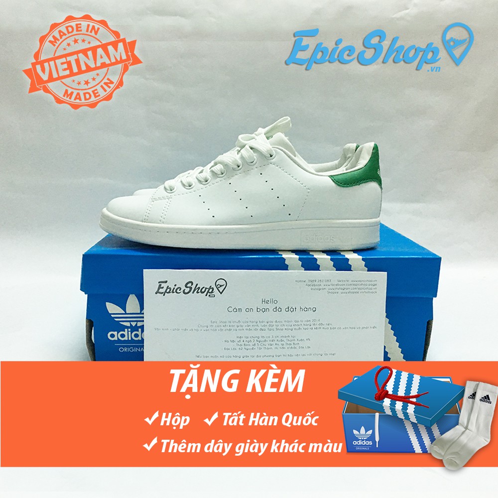 (Ảnh thật+Full box) Giày Stan Smith trắng gót xanh (Hàng chất lượng cao)