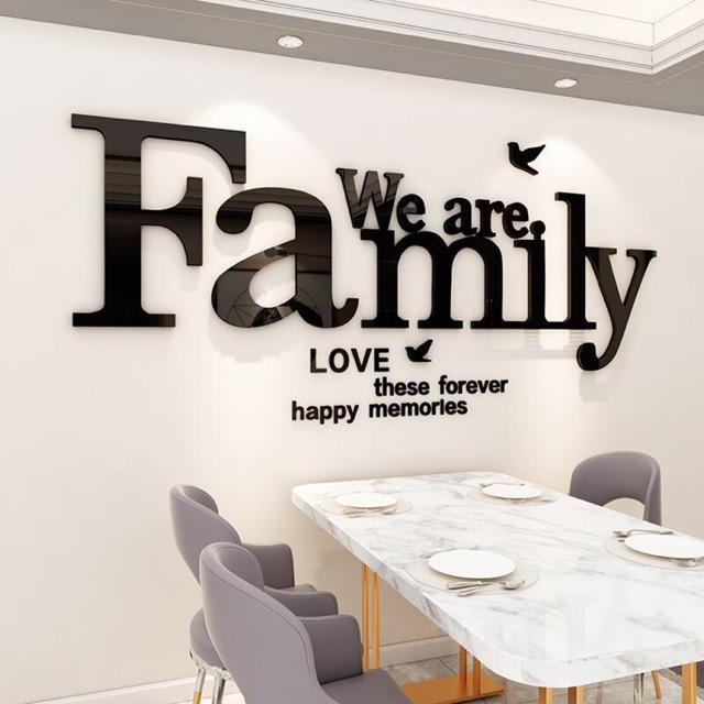 Tranh dán tường mica 3d family trang trí phòng khách, ngủ, bếp