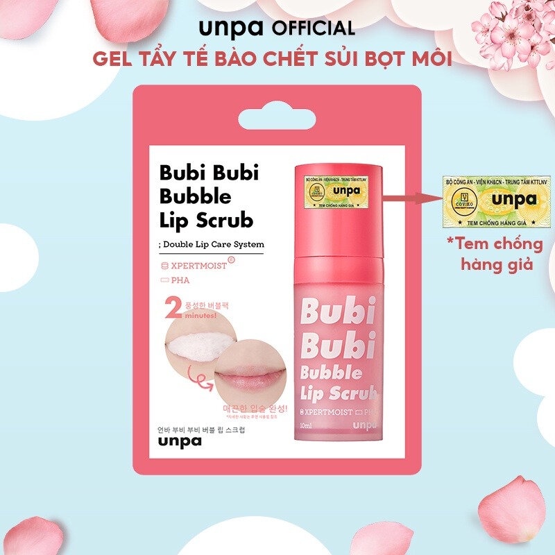 Tẩy Tế Bào Chết Môi Unpa Bubi Bubi Bubble Dạng Sủi Bọt 10ml Hasaki Sản phẩm chính hãng