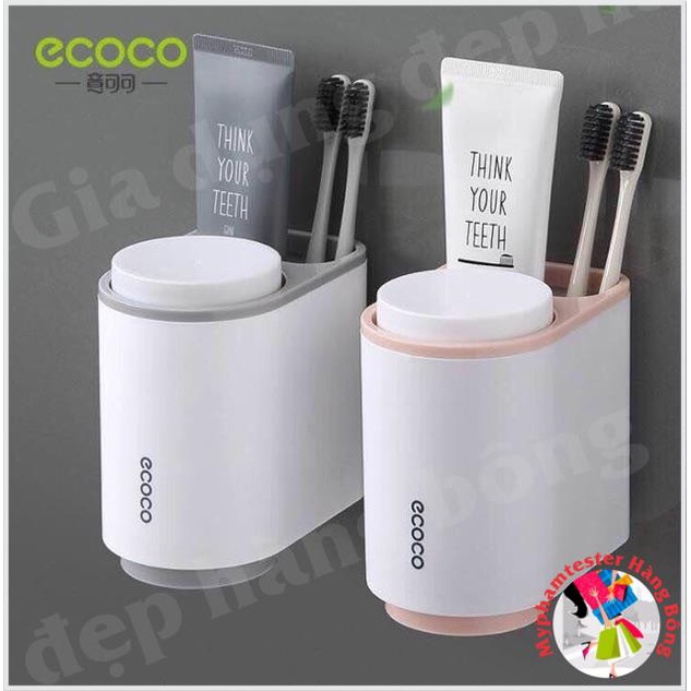 Kệ cắm chải Ecoco 2 cốc dán cường lực siêu chắc mã 1905