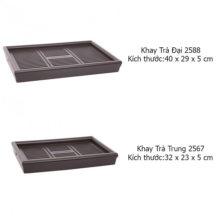 Khay trà đựng ấm chén nhựa song long kích thước 40x29x5cm an toàn gọn gàng