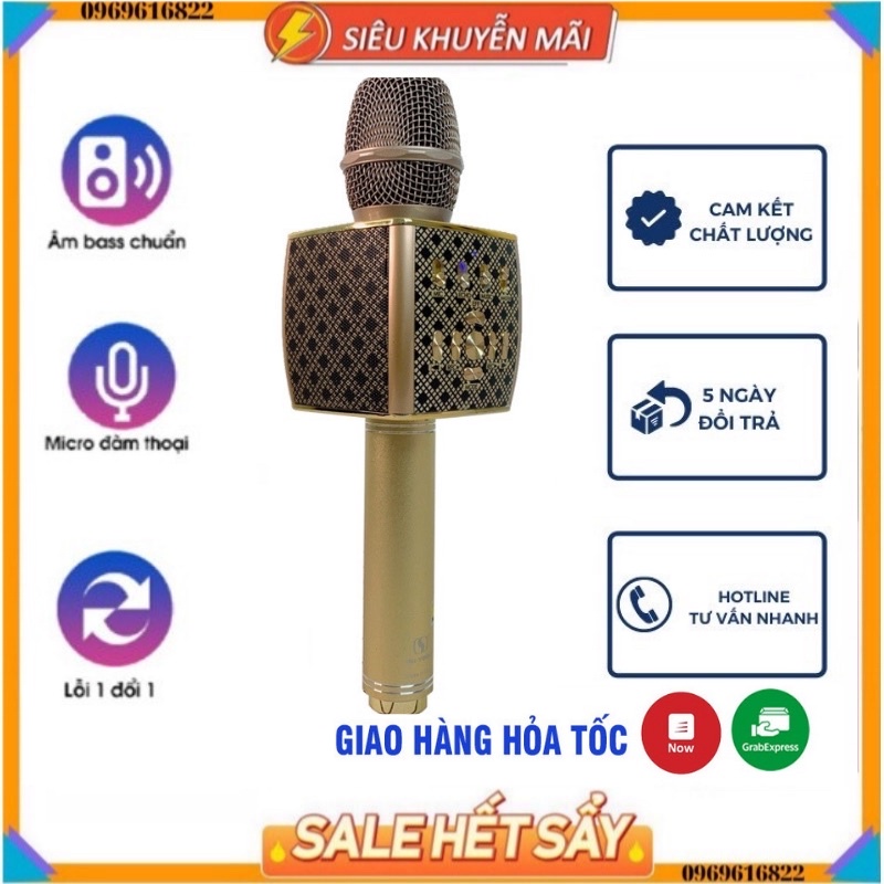MIC KARAOKE BLUETOOTH YS95 - MICRO KHÔNG DÂY CAO CẤP - LIVESTREAM - ÂM THANH SỐNG ĐỘNG - THẺ NHỚ - GHI ÂM