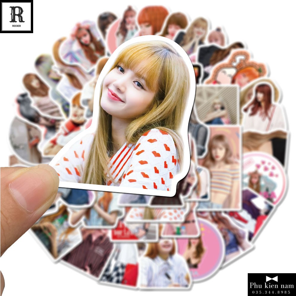 Sticker PVC Black pink Lisa 50 Hình ST110 - Stickers Chống nước Dán Mũ bảo hiểm Vali Laptop Điện thoại Dán xe