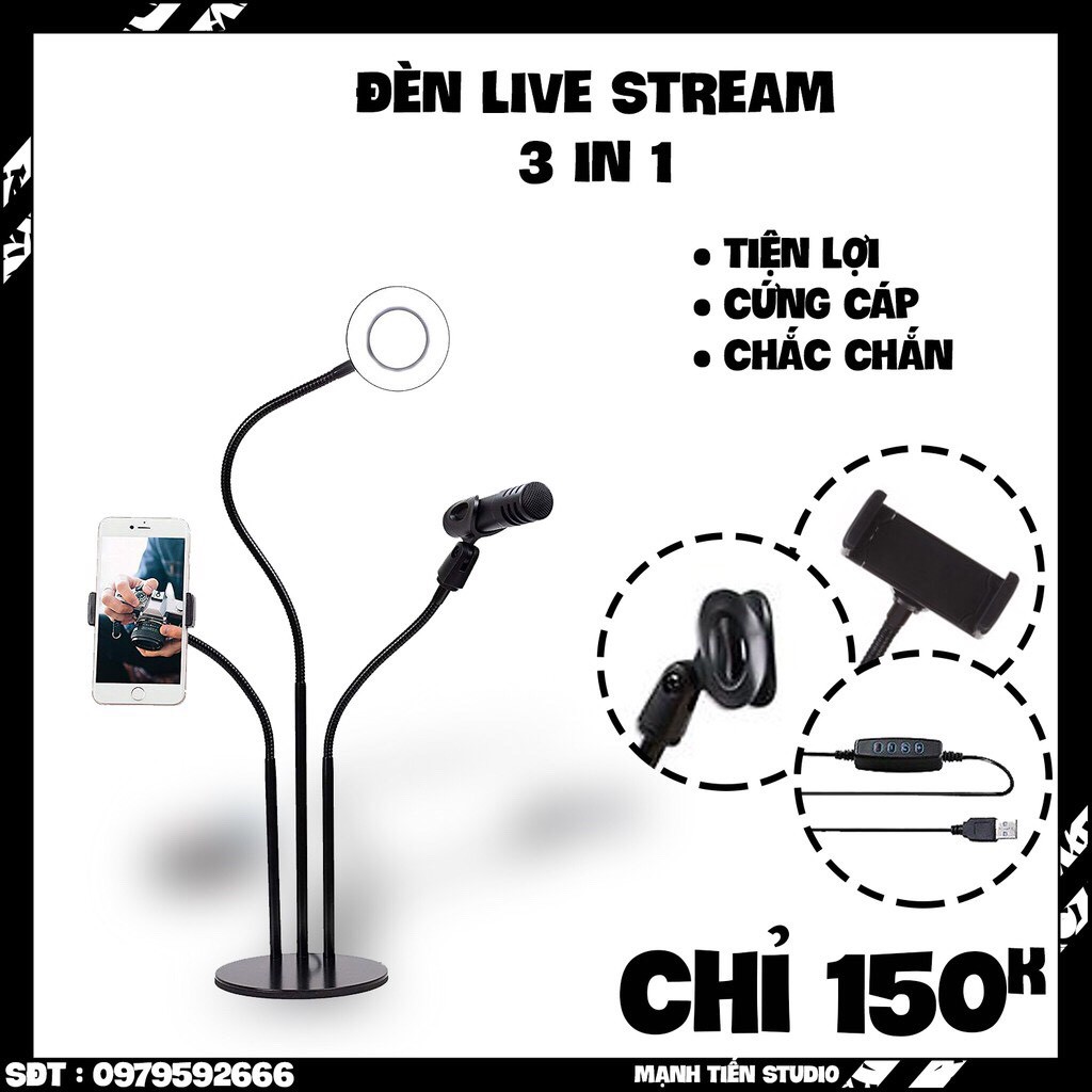 [Loại Tốt Nhất ] Đèn 4in1 livestream- giá đỡ micro - giá đỡ điện thoại - đèn led chuyển màu - siêu bền siêu chắc chắn