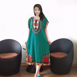 Đầm trung niên hoạ tiết sang trọng chất lanh lụa mát lạnh giá sỉ