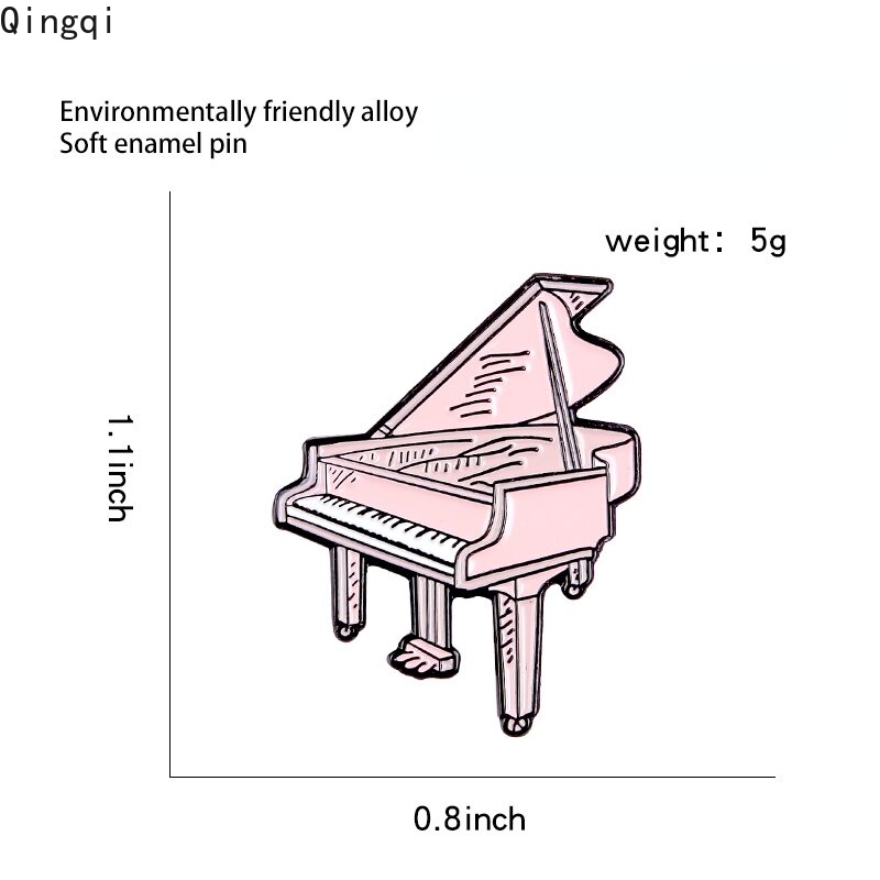 Ghim cài áo Miss Zoe hình đàn piano màu hồng thời trang độc đáo