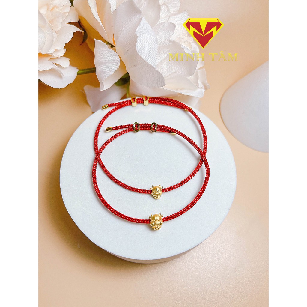 Charm trâu #vàng 24 kara mini Vòng tay dây cước trâu vàng may mắn 24k