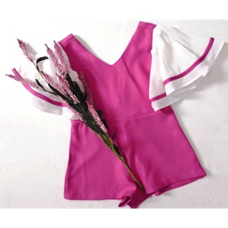 Jumsuit cổ chữ V cho bé gái