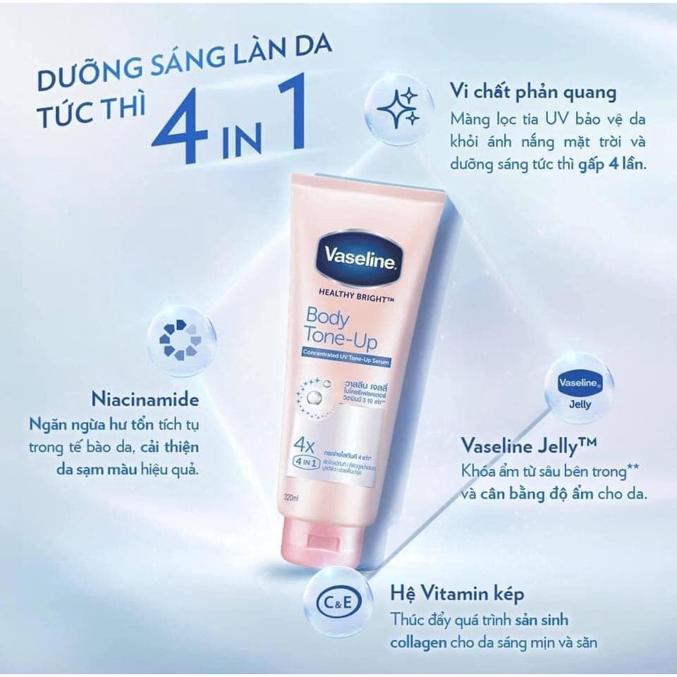 Sữa Dưỡng Thể Nâng Tone Vaseline Healthy Bright Body Tone-Up Concentrated UV Serum 320ML