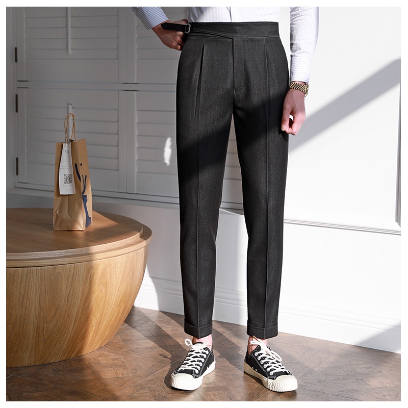 Quần Âu Nam QA4, Quần Tây Nam Vải Jeans Đen, Xanh, Phong Cách Cổ Điển Paris Ý