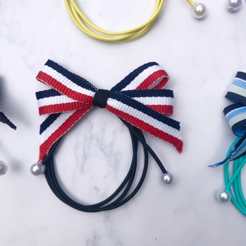 Dây cột tóc nơ kẻ hoạ tiết nhiều màu sắc cá tính cho bạn gái