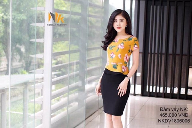 Đầm ôm peplum phối hoa V246 | BigBuy360 - bigbuy360.vn