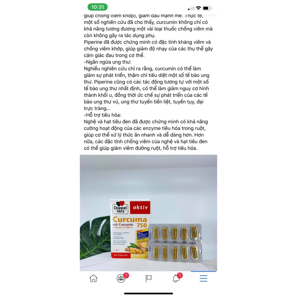 BỔ SUNG TINH CHẤT NGHỆ DOPPEL HERZ CURCUMA 30v- Hàng nội địa đức