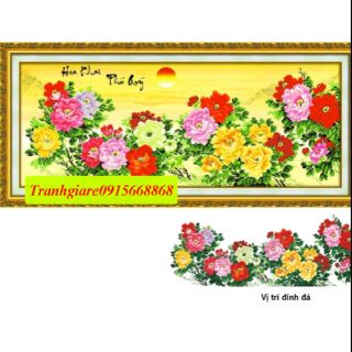 Tranh đính đá cao cấp hoa mẫu đơn tuyệt đẹp kt 200-85cm