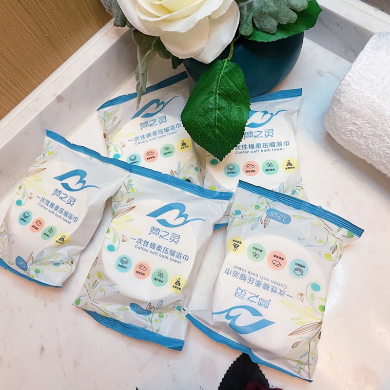 Khăn tắm dạng nén nhỏ gọn siêu tiện dụng mang đi du lịch bằng cotton dùng một lần 70*140 cm - Selenshop