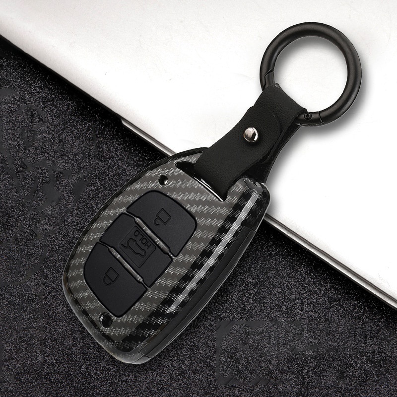 Vỏ Chìa Khóa Sợi Carbon Cho Xe Hyundai Tucson Creta Elantra Solaris Mistra Verna Sonata IX25 I30 2016 2017 2018 2019