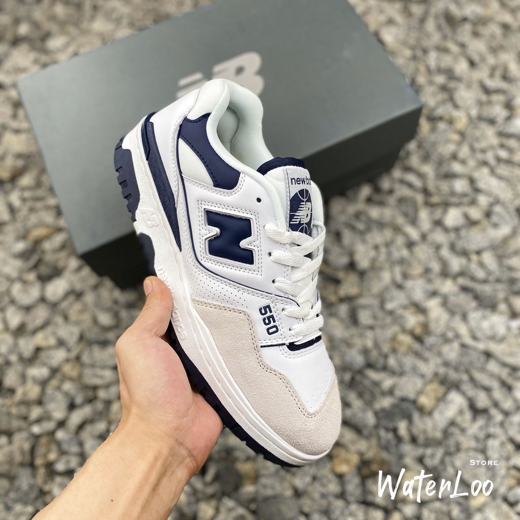 Giày Thể Thao Nam Nữ NB 550 'White Navy' - NB550 NB 550 Màu Trắng Xanh Tím Than Cực Phong Cách Năng Động Waterloo Shop